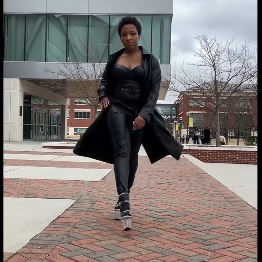 Leather rain coat